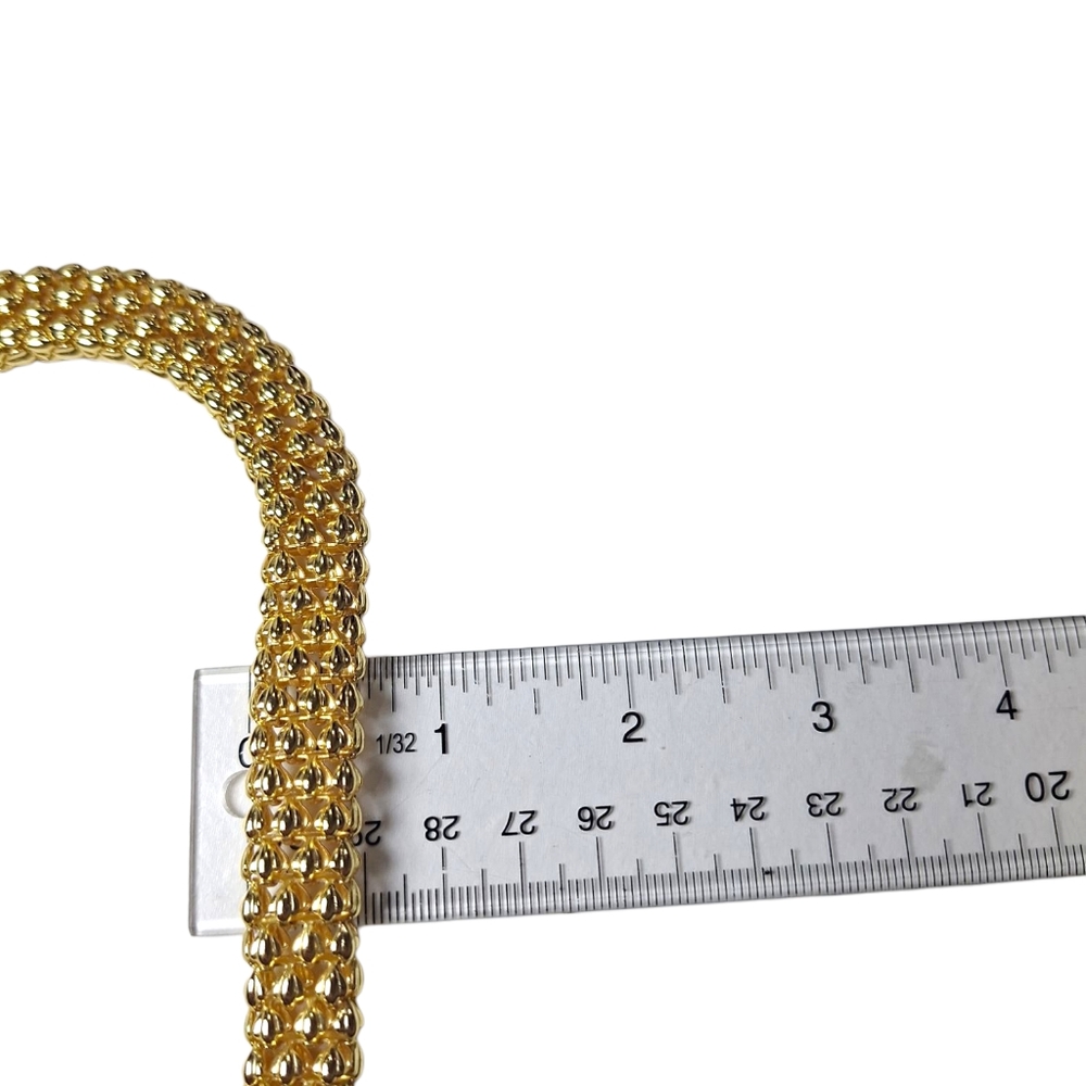 Chunky Gold Tone Choker Collar Necklace Magnetic Front Closure 14" - Picture 7 of 8